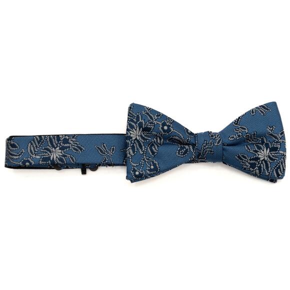 Madison Pre-Tied Adjustable Blue Floral Bow Tie Bowtie - Picture 2 of 6